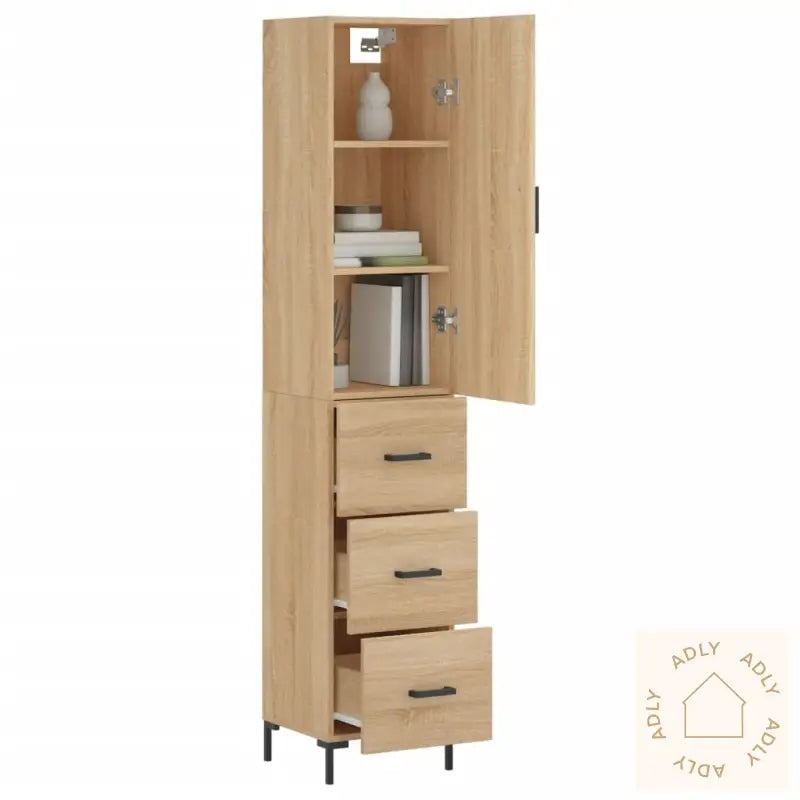 Highboard Sonoma Eik 34,5X34X180 Cm Konstruert Tre