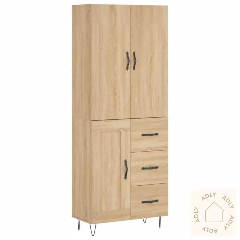 Highboard Sonoma Eik 69,5X34X180 Cm Konstruert Tre