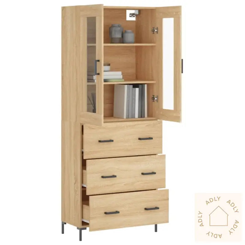 Highboard Sonoma Eik 69,5X34X180 Cm Konstruert Tre