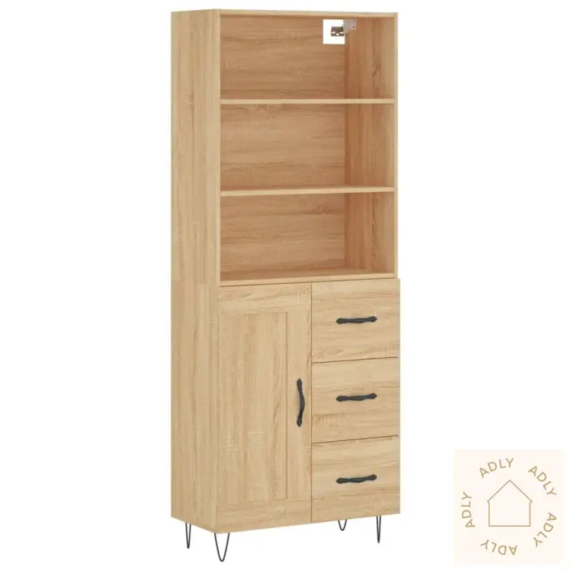 Highboard Sonoma Eik 69,5X34X180 Cm Konstruert Tre