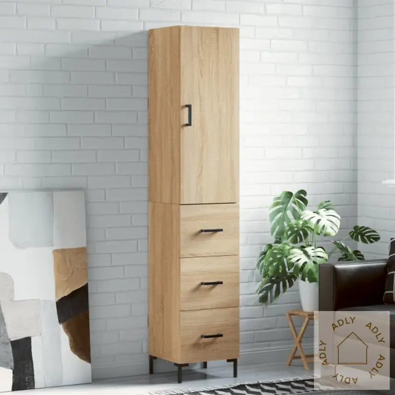 Highboard Sonoma Eik 34,5X34X180 Cm Konstruert Tre