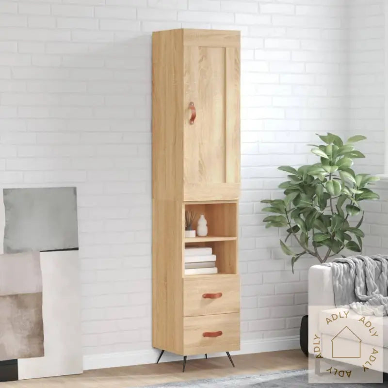 Highboard Sonoma Eik 34,5X34X180 Cm Konstruert Tre