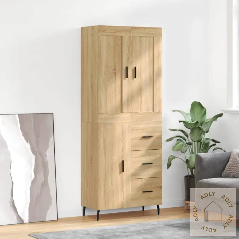 Highboard Sonoma Eik 69,5X34X180 Cm Konstruert Tre