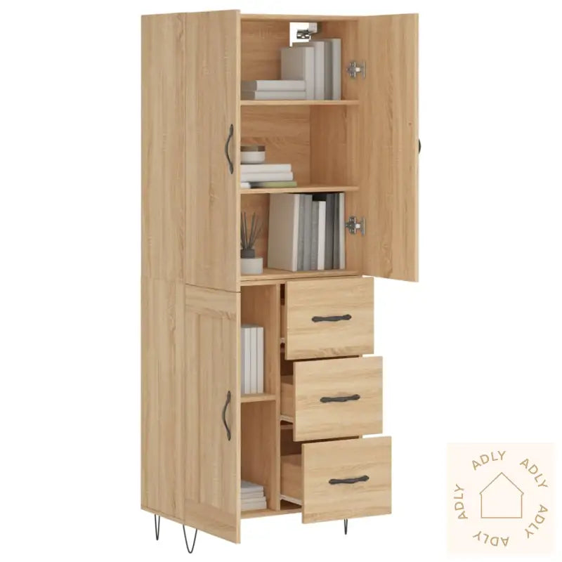 Highboard Sonoma Eik 69,5X34X180 Cm Konstruert Tre