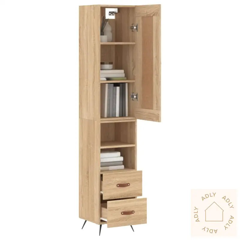 Highboard Sonoma Eik 34,5X34X180 Cm Konstruert Tre