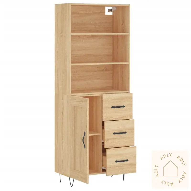 Highboard Sonoma Eik 69,5X34X180 Cm Konstruert Tre