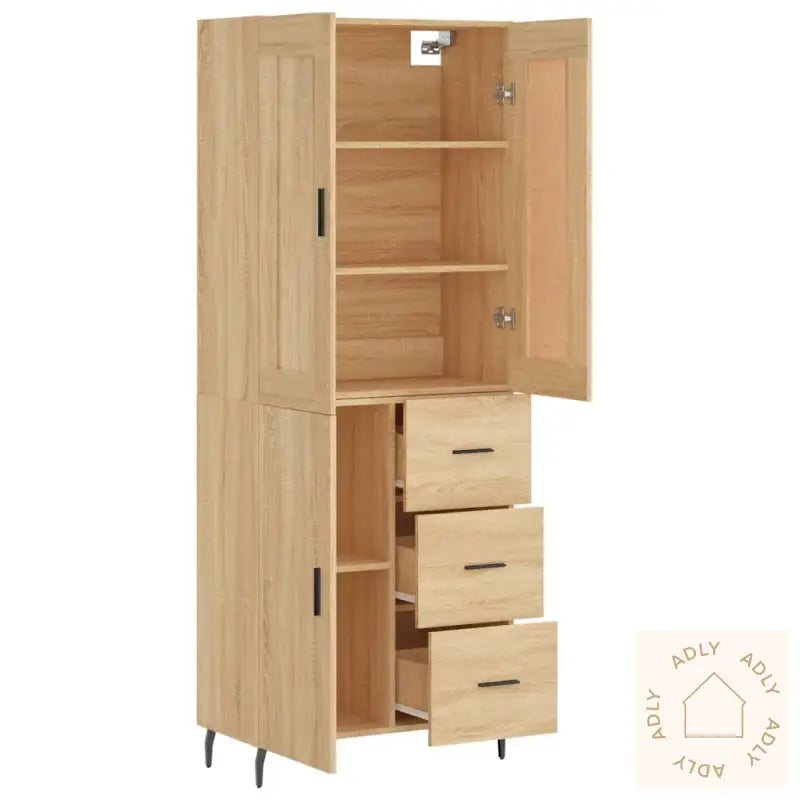 Highboard Sonoma Eik 69,5X34X180 Cm Konstruert Tre