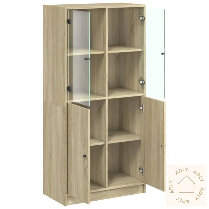 Highboard Med Dører Sonoma Eik 68X37X142 Cm Konstruert Tre