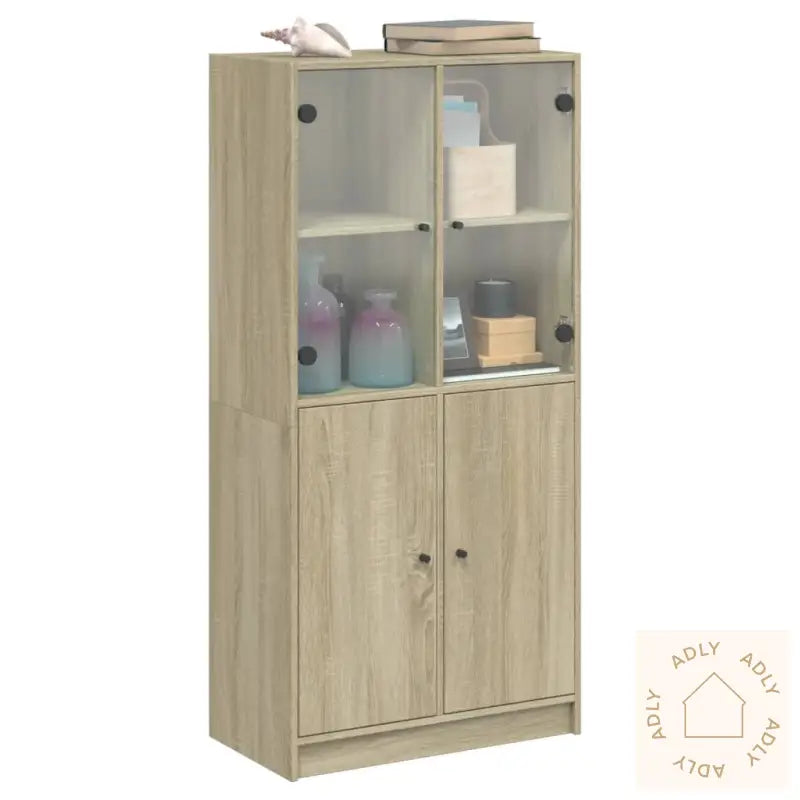 Highboard Med Dører Sonoma Eik 68X37X142 Cm Konstruert Tre