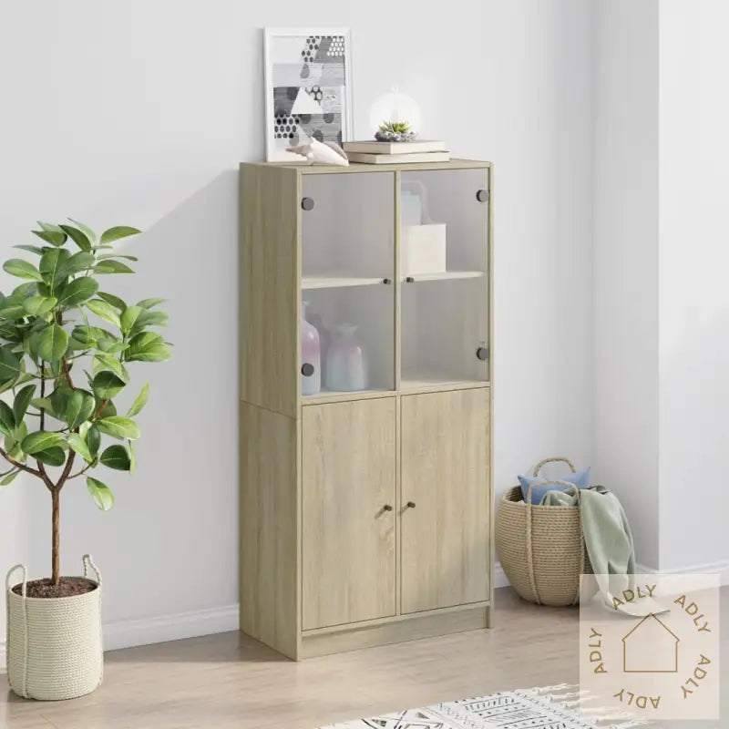 Highboard Med Dører Sonoma Eik 68X37X142 Cm Konstruert Tre