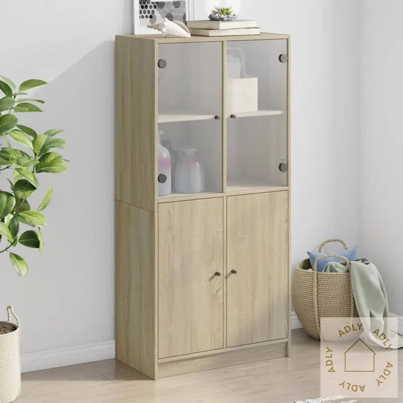 Highboard Med Dører Sonoma Eik 68X37X142 Cm Konstruert Tre
