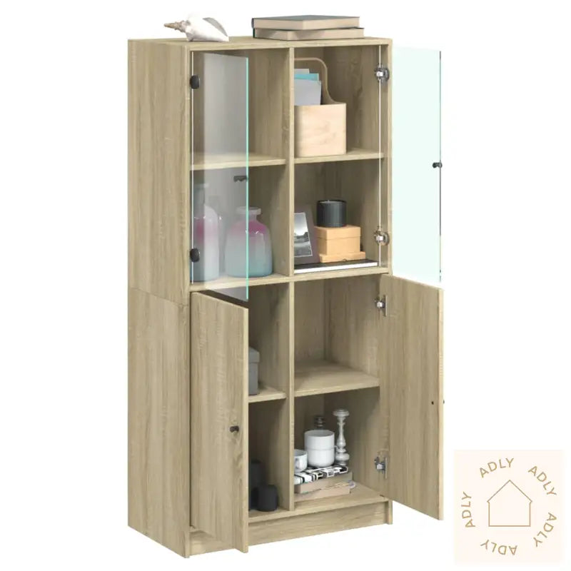 Highboard Med Dører Sonoma Eik 68X37X142 Cm Konstruert Tre