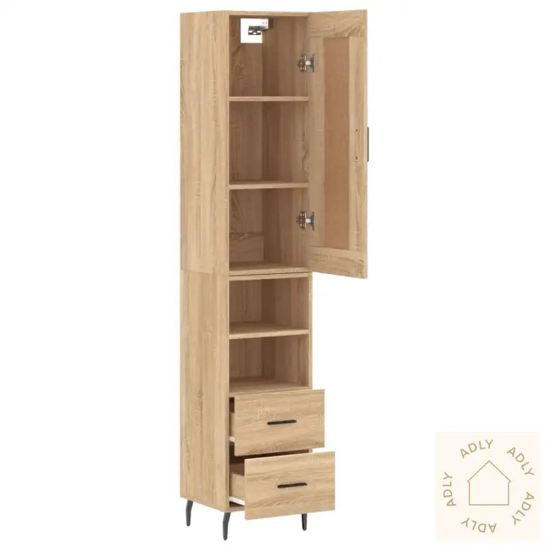 Highboard Sonoma Eik 34,5X34X180 Cm Konstruert Tre