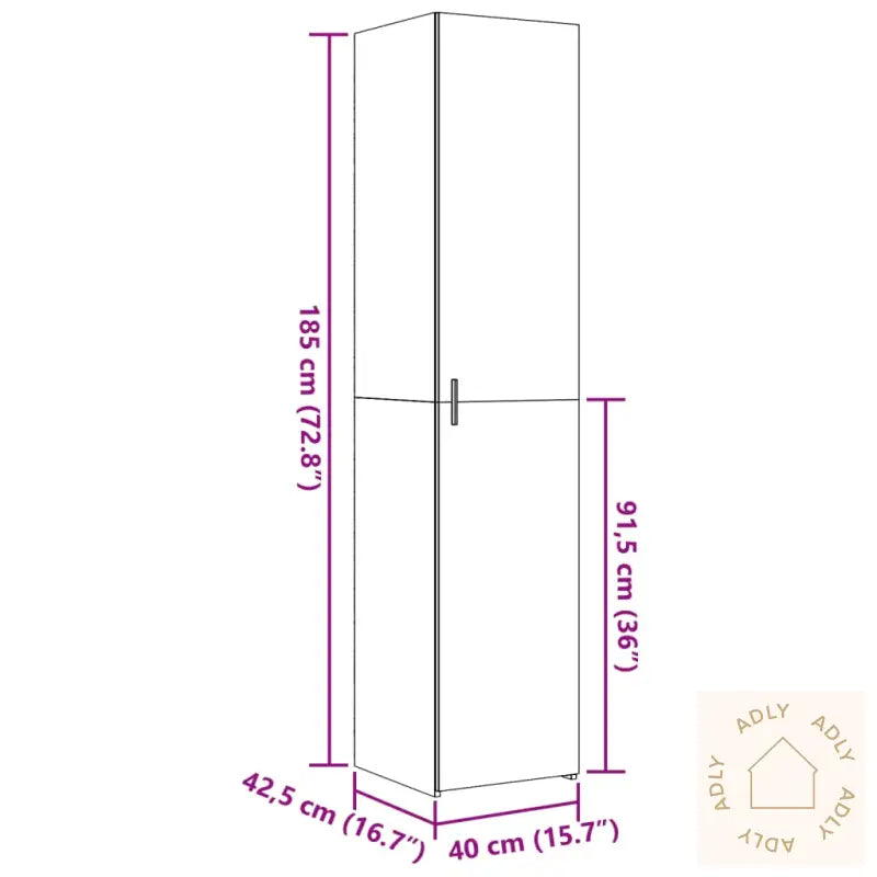 Hylle Sonoma Eik 40X42,5X185 Cm Konstruert Tre