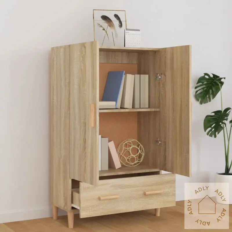 Highboard Sonoma Eik 70X31X115 Cm Konstruert Tre