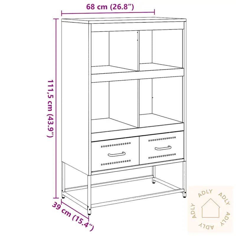 Highboard Sennepsgul 68X39X111,5 Cm Stål
