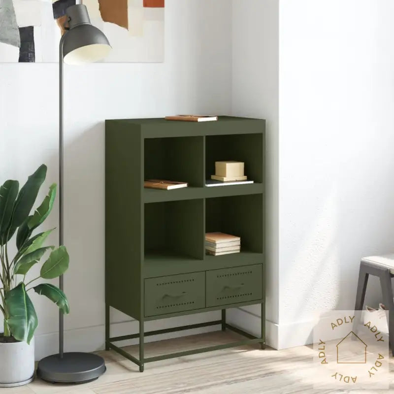 Highboard Olivengrønn 68X39X111,5 Cm Stål