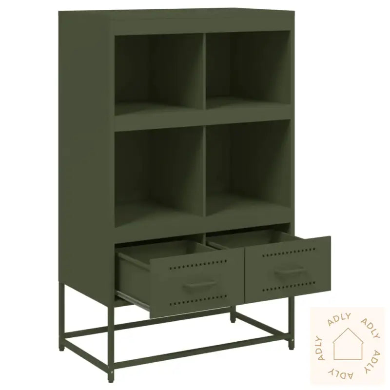 Highboard Olivengrønn 68X39X111,5 Cm Stål