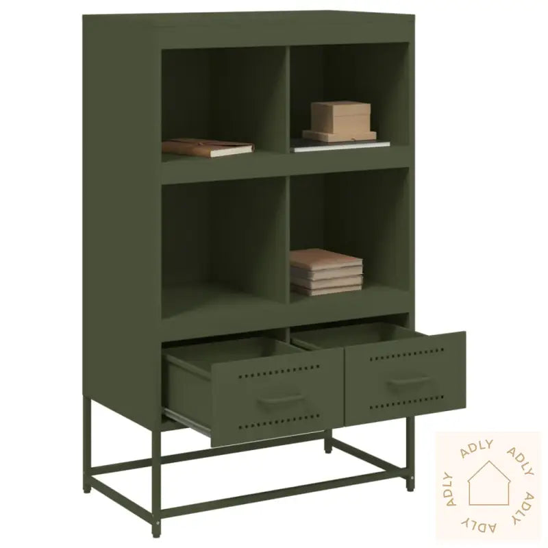 Highboard Olivengrønn 68X39X111,5 Cm Stål