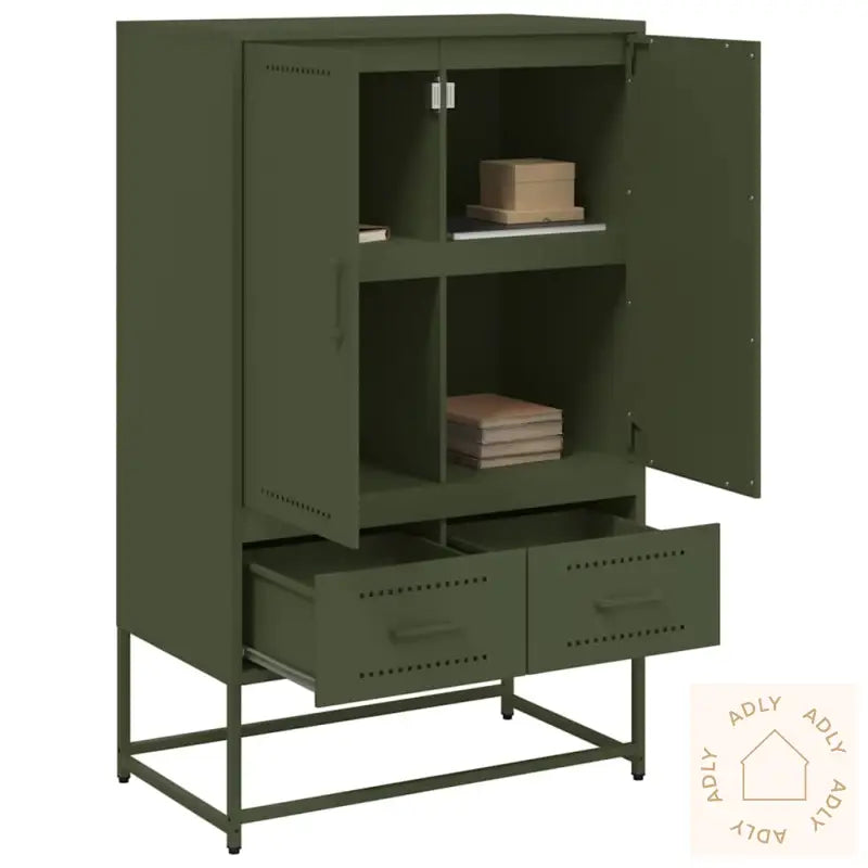 Highboard Olivengrønn 68X39X111,5 Cm Stål