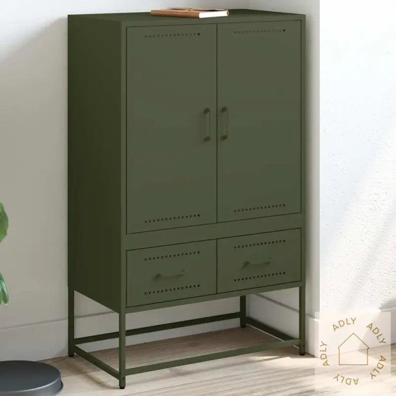 Highboard Olivengrønn 68X39X111,5 Cm Stål
