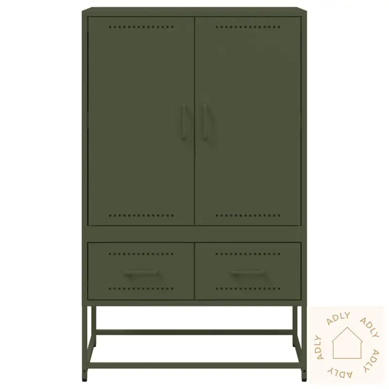 Highboard Olivengrønn 68X39X111,5 Cm Stål