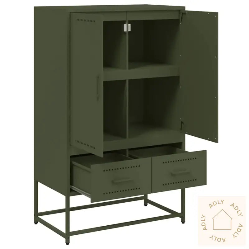 Highboard Olivengrønn 68X39X111,5 Cm Stål