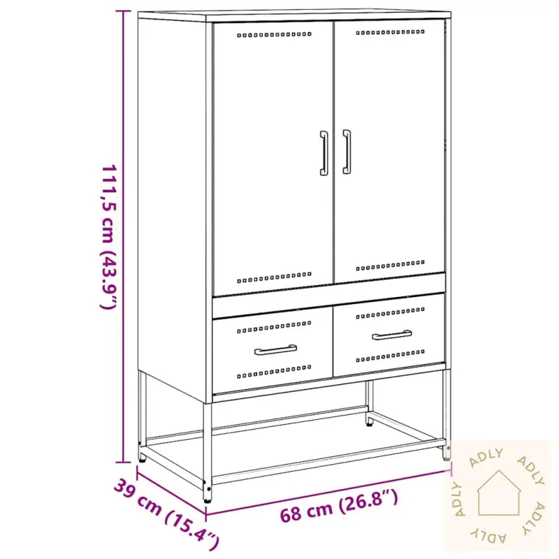 Highboard Hvit 68X39X111,5 Cm Stål