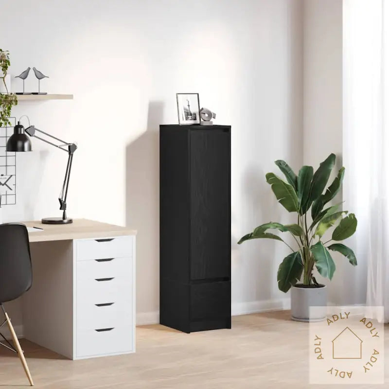 Høybord Svart Eik 29,5X34X119,5 Cm Konstruert Tre