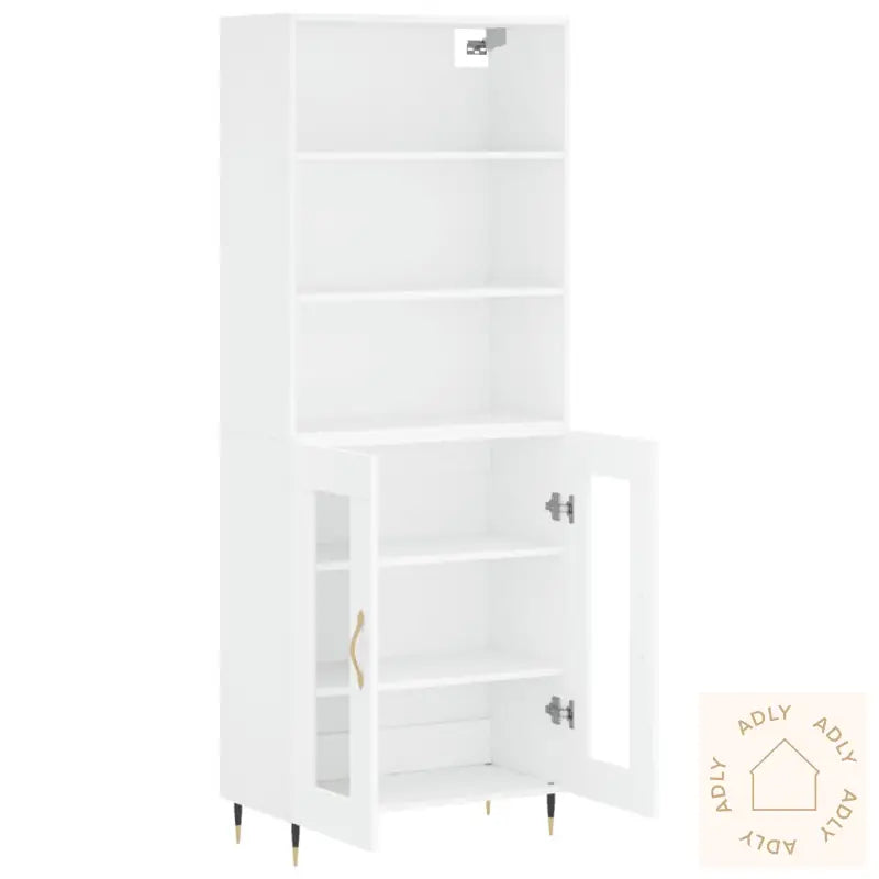 Highboard Hvit 69,5X34X180 Cm Konstruert Tre