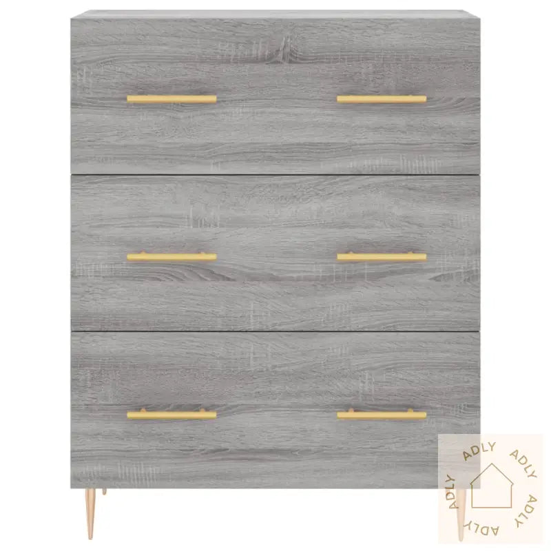 Highboard Grå Sonoma 69,5X34X180 Cm Konstruert Tre