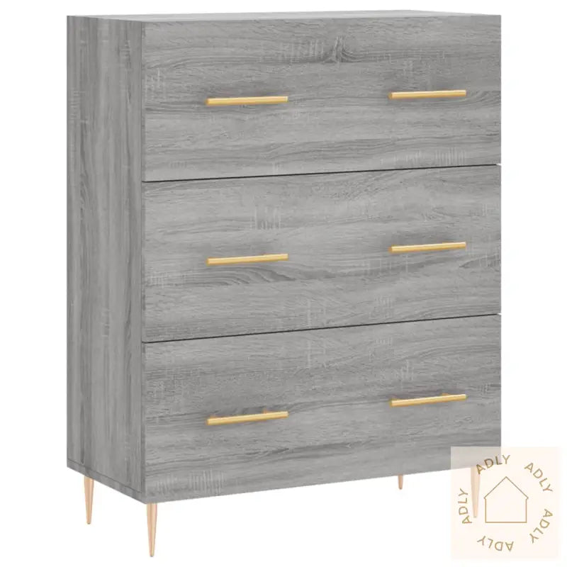 Highboard Grå Sonoma 69,5X34X180 Cm Konstruert Tre