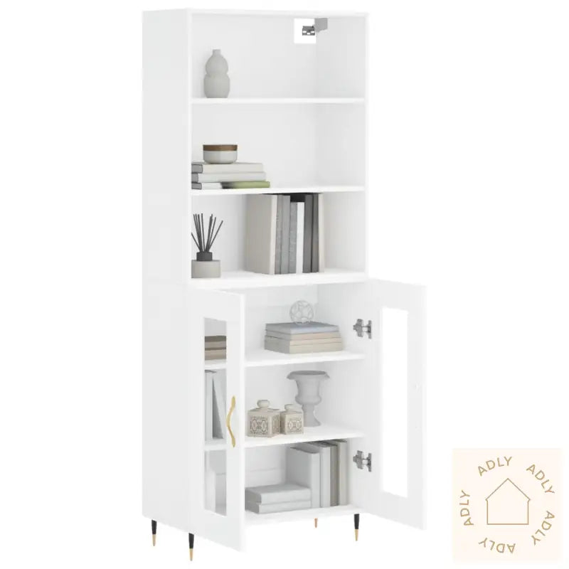 Highboard Hvit 69,5X34X180 Cm Konstruert Tre