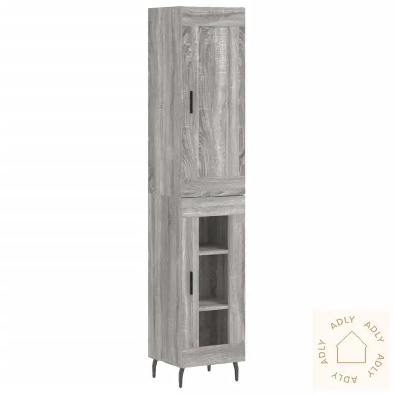 Highboard Grå Sonoma 34,5X34X180 Cm Konstruert Tre