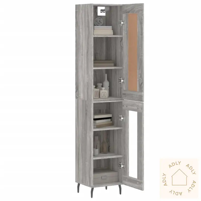 Highboard Grå Sonoma 34,5X34X180 Cm Konstruert Tre