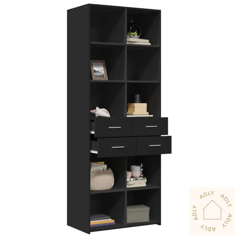 Highboard Svart 70X42,5X185 Cm Konstruert Tre