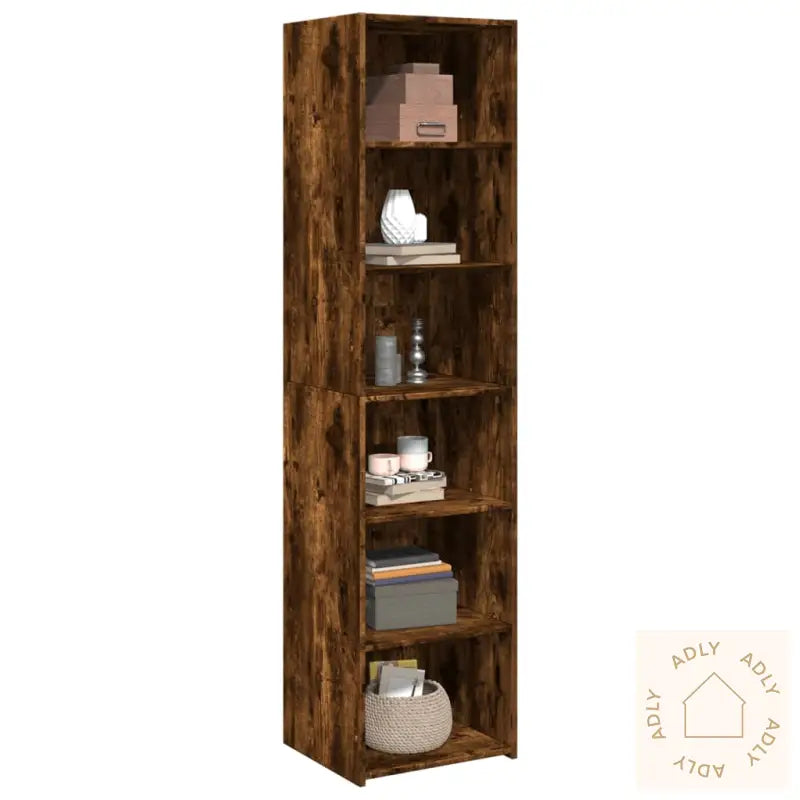 Highboard Røkt Eik 45X41X185 Cm Konstruert Tre