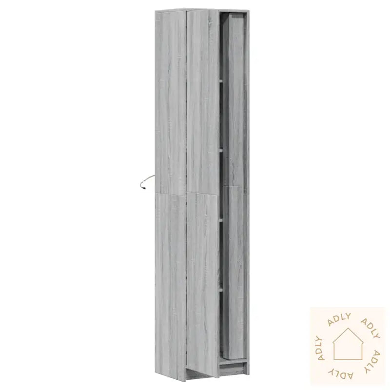Garderobe Med Led Grå Sonoma 41,5X32,5X200 Cm Konstruert Tre