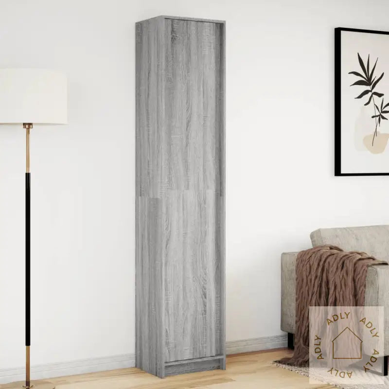 Garderobe Med Led Grå Sonoma 41,5X32,5X200 Cm Konstruert Tre