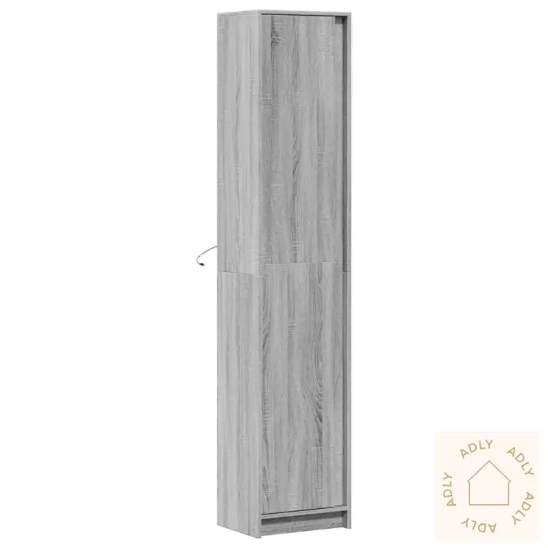 Garderobe Med Led Grå Sonoma 41,5X32,5X200 Cm Konstruert Tre