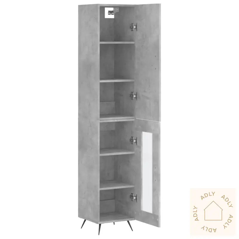 Highboard Betonggrå 34,5X34X180 Cm Konstruert Tre
