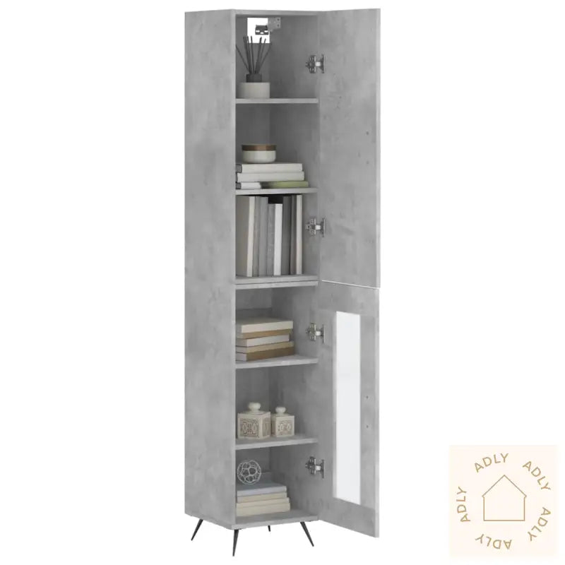 Highboard Betonggrå 34,5X34X180 Cm Konstruert Tre