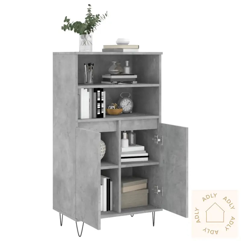 Highboard Betonggrå 60X36X110 Cm Konstruert Tre