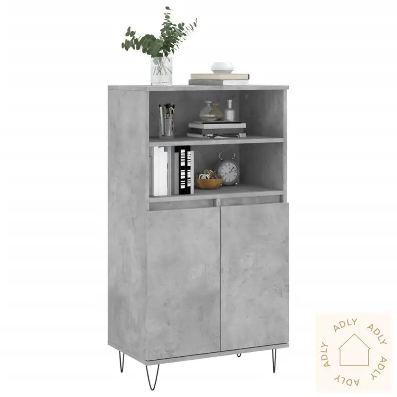 Highboard Betonggrå 60X36X110 Cm Konstruert Tre