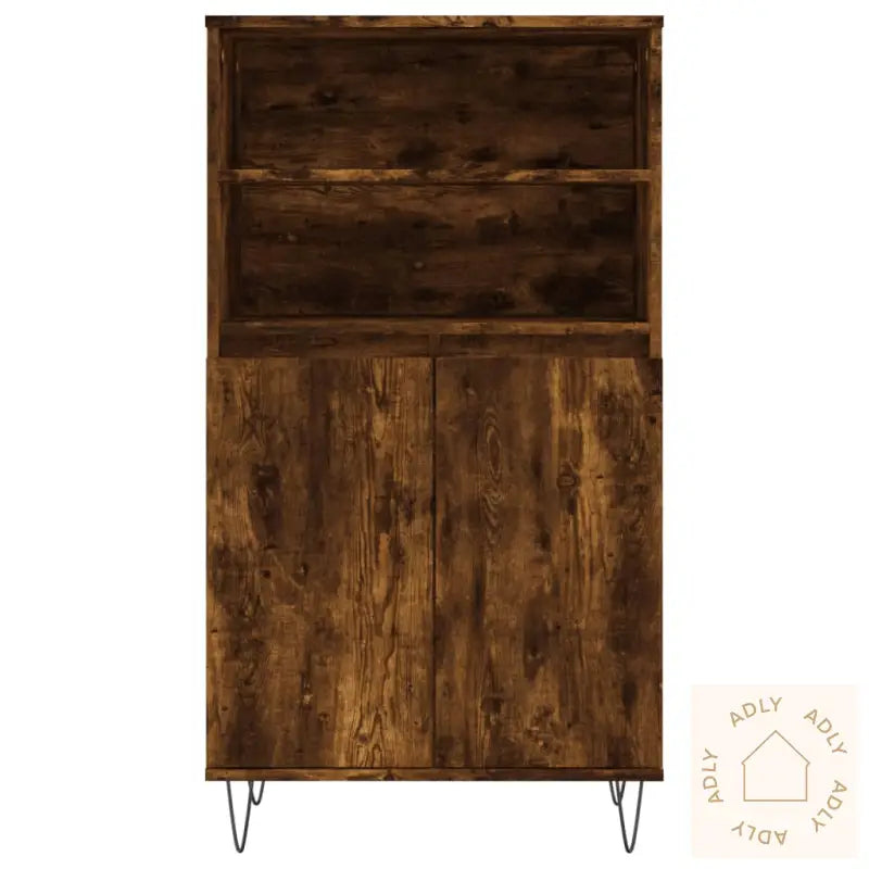 Highboard Røkt Eik 60X36X110 Cm Konstruert Tre