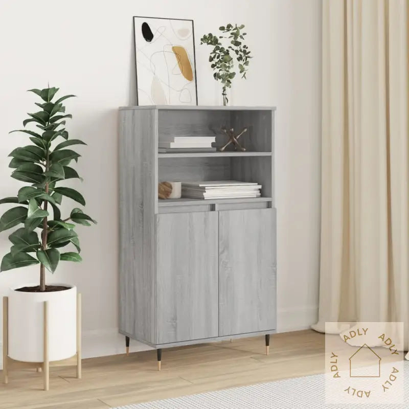 Highboard Grå Sonoma 60X36X110 Cm Konstruert Tre