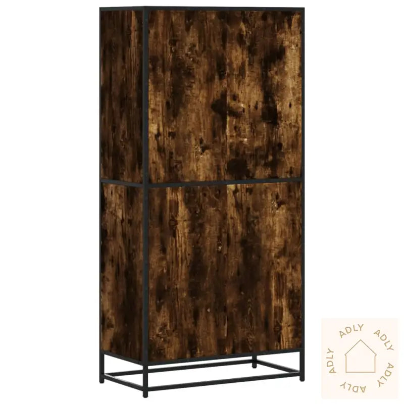 Highboard Røkt Eik 68X35X139 Cm Konstruert Tre