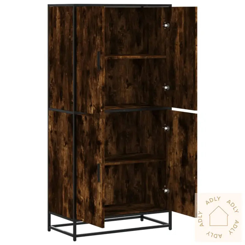 Highboard Røkt Eik 68X35X139 Cm Konstruert Tre