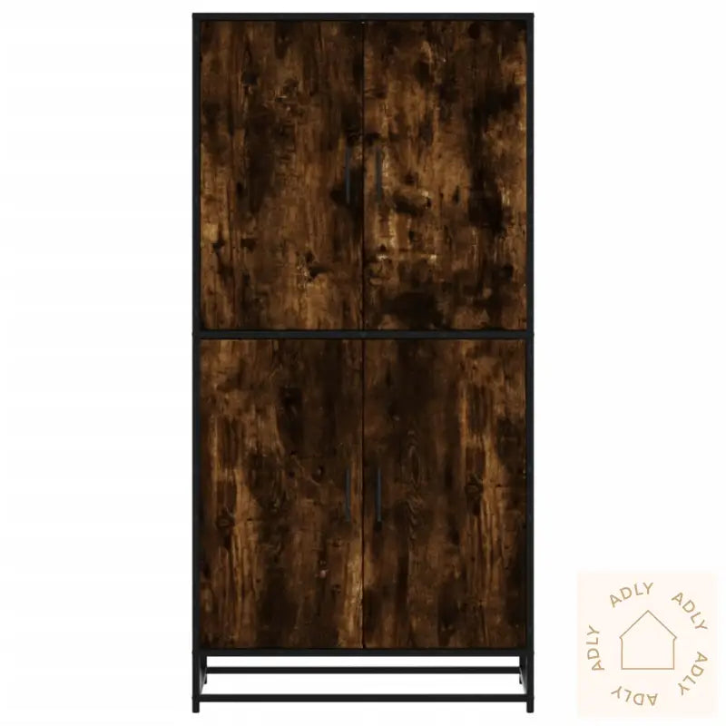 Highboard Røkt Eik 68X35X139 Cm Konstruert Tre