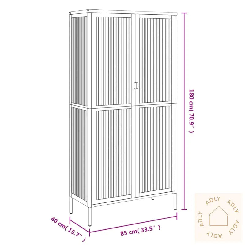 Highboard Svart 85X40X180 Cm Glass Og Stål